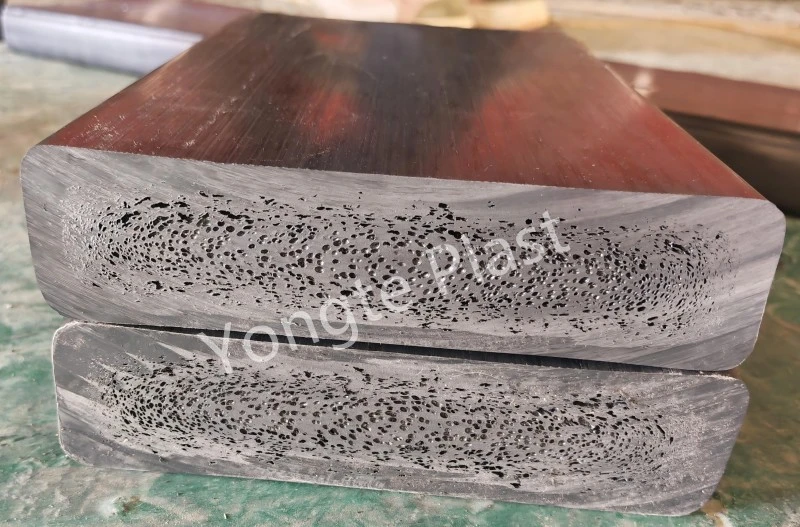 200 x 50 mm Recycling-Vollkunststoff-Schnittholzmaschine erfolgreich getestet